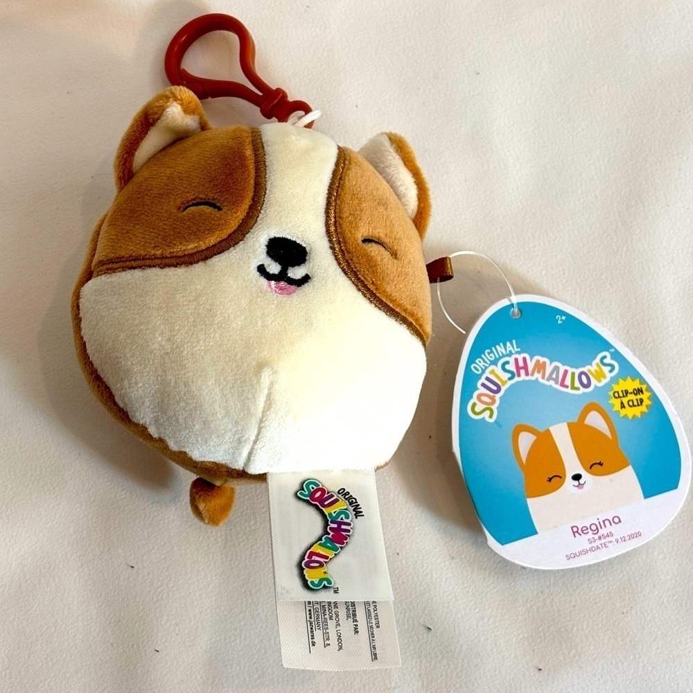 Squishmallows Regina Clip-On Plush - Brown and White